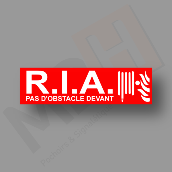 Plaque RIA + texte "pas d'obstacle devant" Plaque Porte MDH